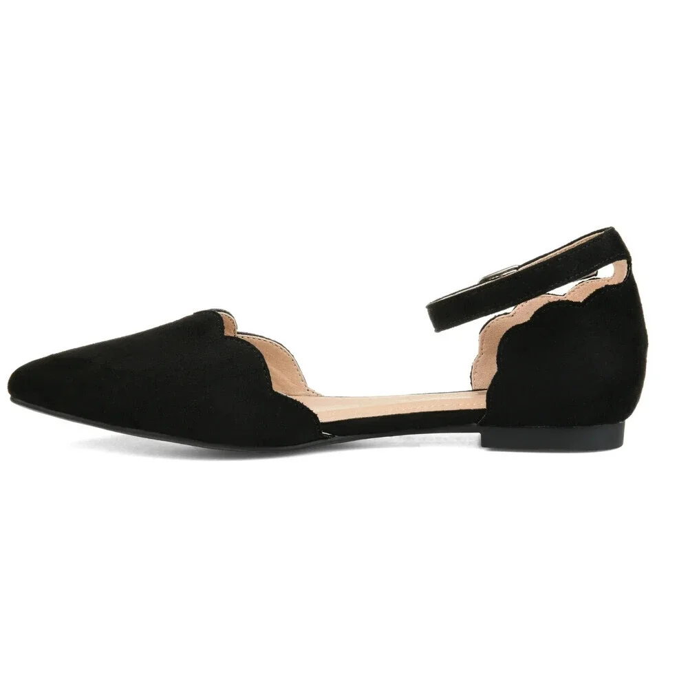 Journee Collection Lana Flats Women's US 11 Black Pointed Toe D'Orsay GAL1574